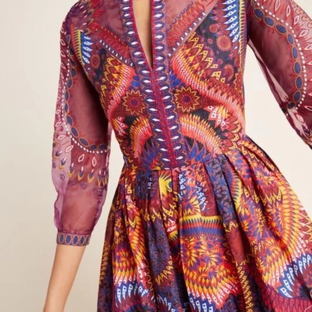 NWT Anthropologie Maren Embroidered Maxi Dress Size 4 Petite Sunset Motif Purple - Picture 3 of 16